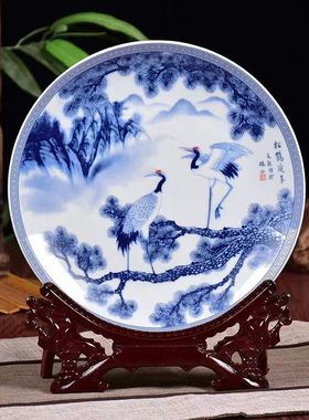 松鹤延年客厅摆件景德镇陶瓷