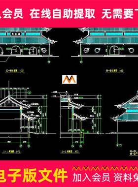 L387二层钢筋混凝土歇山顶大殿天王殿建筑施工图仿古歇山顶配筋图