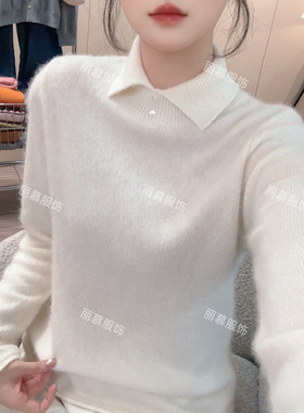 【多伦多雪夜】翻领贝母扣！纯色软糯秋冬保暖韩版针织打底衫2502