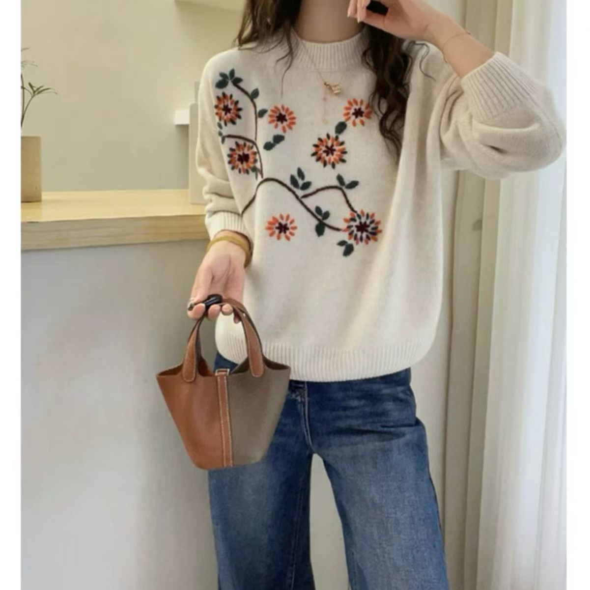 【织间花】新中式国风花藤刺绣高级感温柔风针织套头毛衣2508,女装/女士精品,短外套,淘宝优惠券,粉丝福利购,淘宝优惠卷