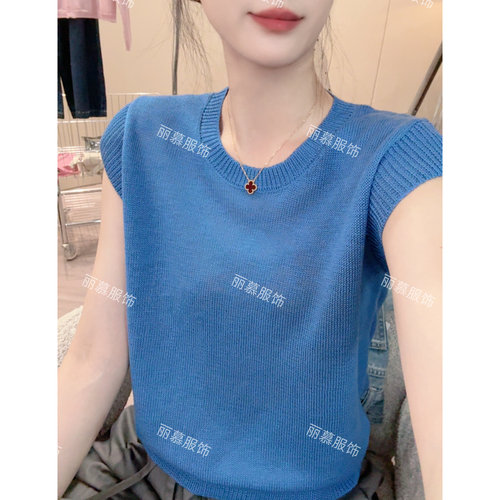 【纯色飞飞袖】简约气质韩系圆领夏季薄款针织T恤衫1807