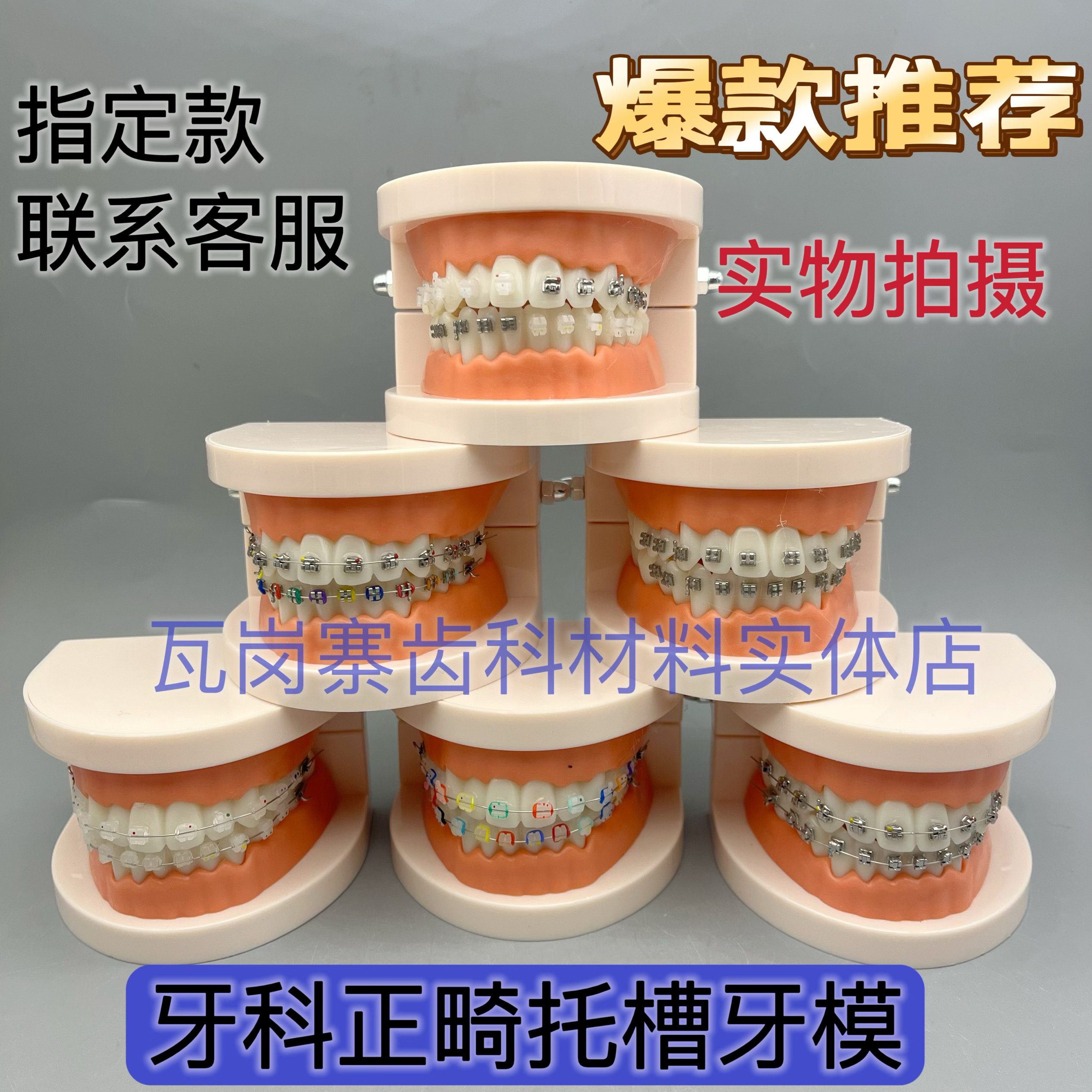 牙科正畸带托槽假牙模型 医患沟通教学模型 矫正练习托槽模型包邮