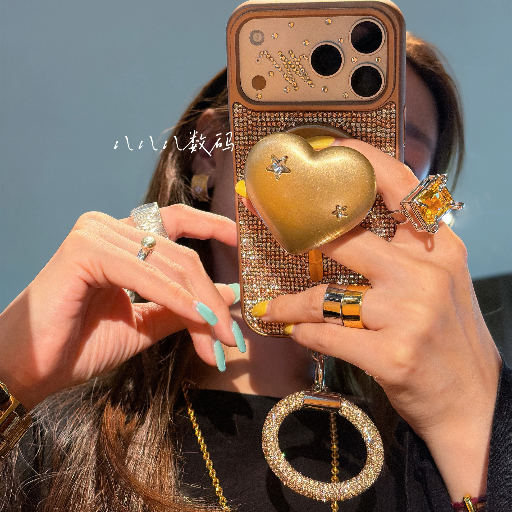 欧美奢华碎钻18磁吸壳适用iPhone17promax手机壳苹果16pro保护套15全包软胶包边13/14高级时尚创意爱心支架潮