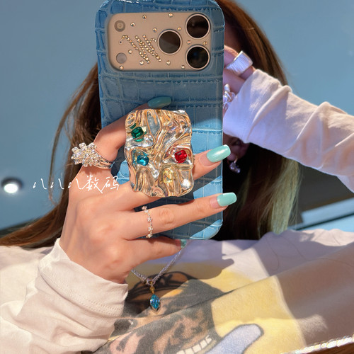 欧美皮质支架iPhone半包手机壳