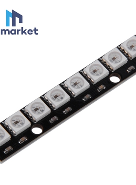 【6脚】8位 WS2812S 5050 RGB LED 内置全彩驱动彩灯开发板 黑色