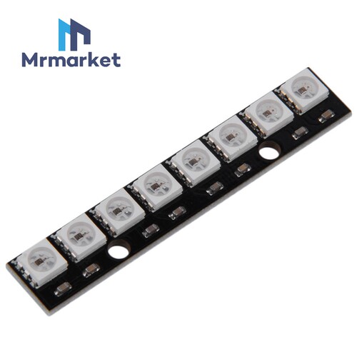 【6脚】8位 WS2812S 5050 RGB LED 内置全彩驱动彩灯开发板 黑色