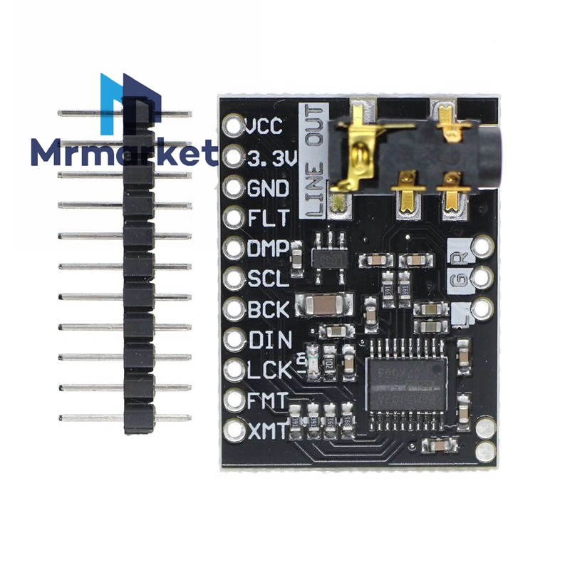 黑色 PCM5102A 解码板模块 DAC声卡 3.5mm立体声插字音频输出