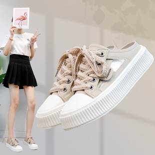 子休闲一脚蹬懒人薄底小白鞋 2024夏季 外穿鞋 包头半拖鞋 NK831 新款