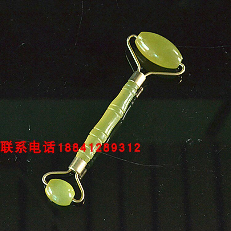 天然岫玉按摩棒玉石竹节杆美容器脸眼部面部多功能滚轮神器
