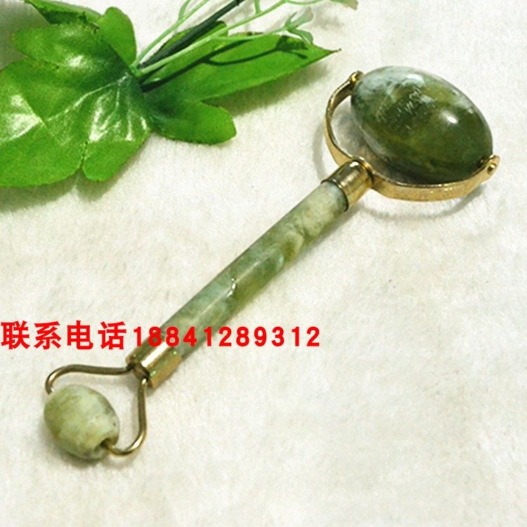 天然玉石面部按摩器岫玉滚轮眼部脸部美容器岫岩玉按摩棒