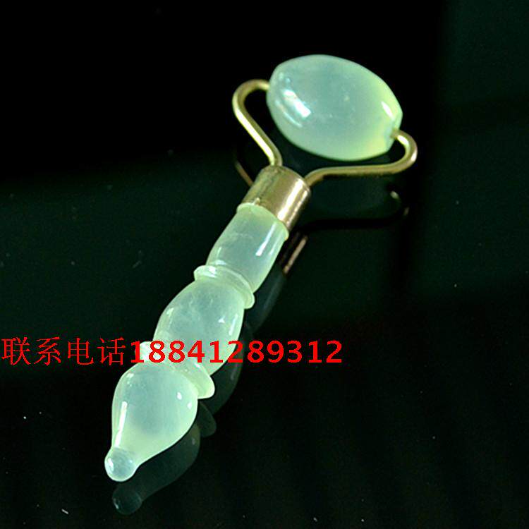 天然岫玉石小美容器按摩滚轮推脸器眼部面部美容点穴棒