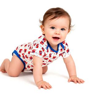 微瑕 Mothercare婴儿男婴爬衣包屁衣蓝色小汽车三件套包装 清仓