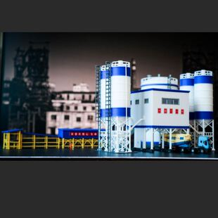 混凝土搅拌站 中铁十一局火车模型沙盘建筑场景厂房铁路搭配N比例