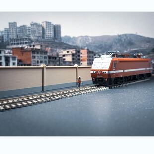 火车模型沙盘场景 围墙站场工业机务段 车辆段内燃机车维修货场