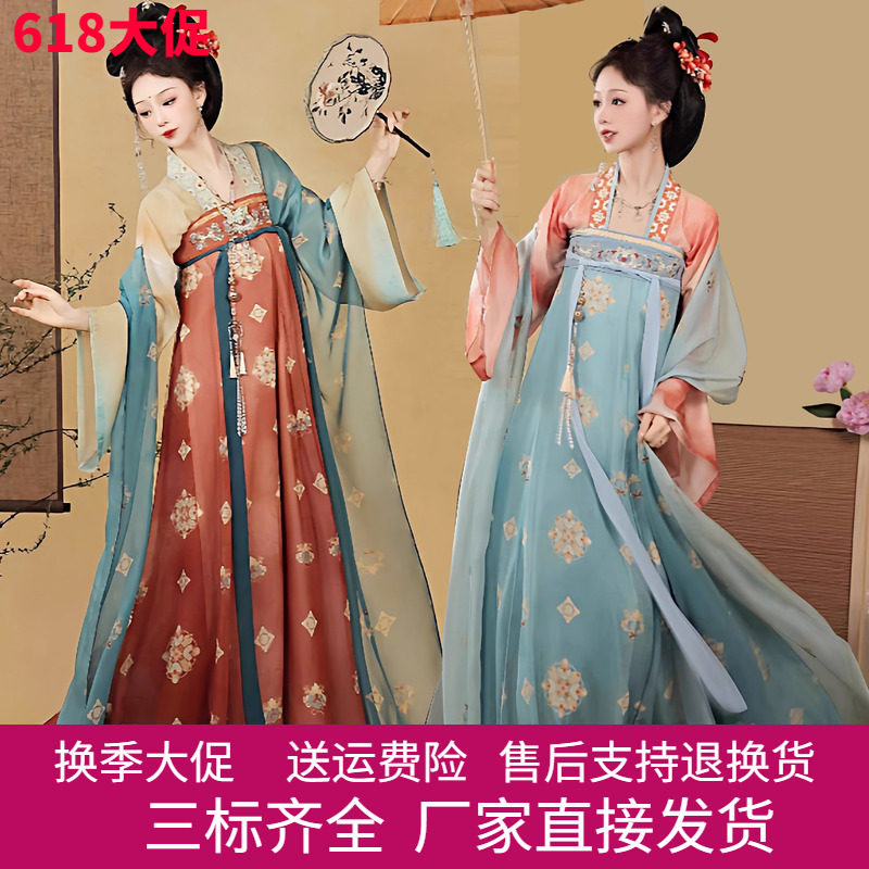 芳华国色唐制汉服复原刺绣齐胸复原日常雪纺裙2016春秋夏儒裙套装