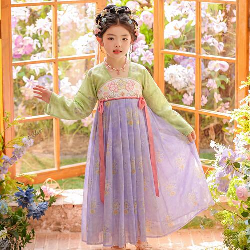绿紫夏秋女童古风仙气汉服襦裙