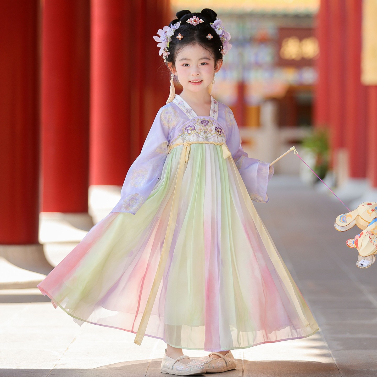 紫色超仙中国风儿童古装女童汉服连衣裙古风唐装襦裙2026秋季新品