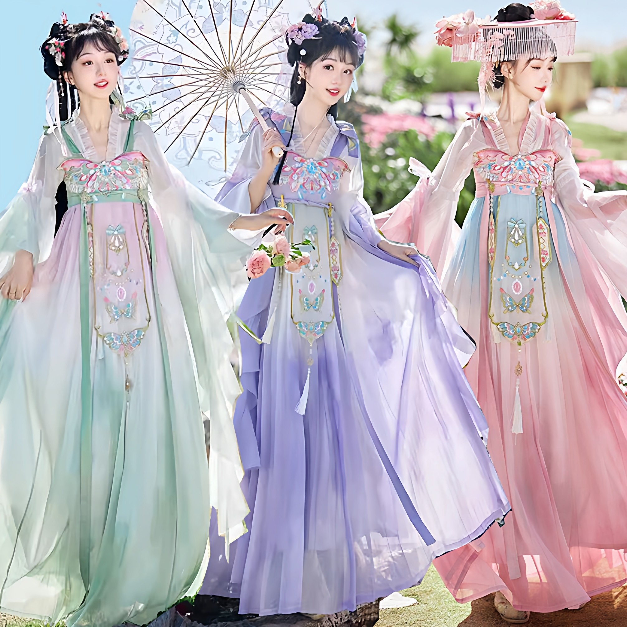 2026汉服女《蝶羽》唐制齐胸襦裙汉元素中国风日常春夏秋套装披帛