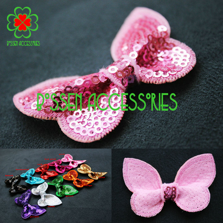 欧美亮片蝴蝶结发饰  鞋花装饰品辅料花 diy手工儿童头花配件花