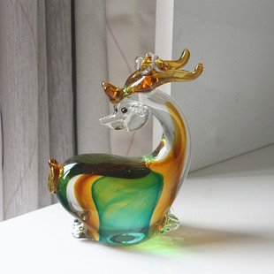 轻奢琉璃小鹿福禄摆件新房样板间客厅装饰动物淄博工艺品结婚礼物