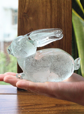 生肖兔子北欧风格玻璃造景小摆件