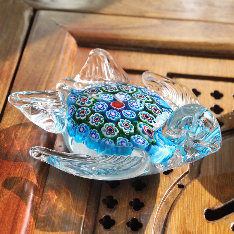 现代创意淄博琉璃海龟手工艺品鱼缸海洋动物家居客厅装饰品小摆件