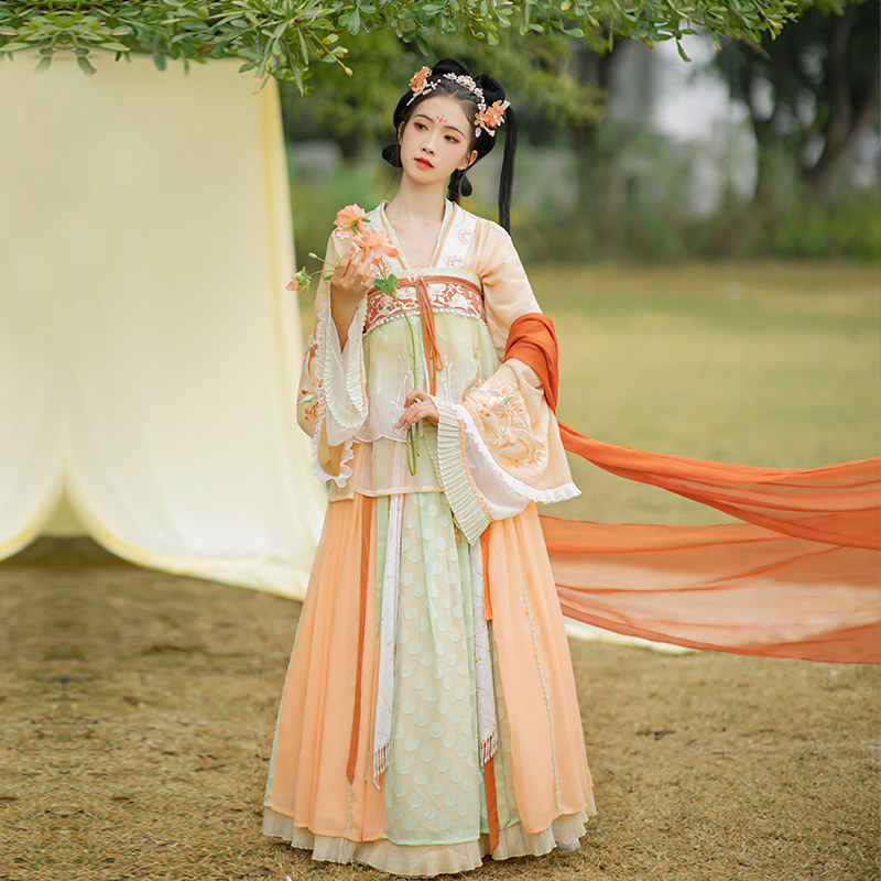 【华裳九州】走秀同款汉尚华莲碧桃天改良汉服女晋制套装刺绣日常_虎窝淘
