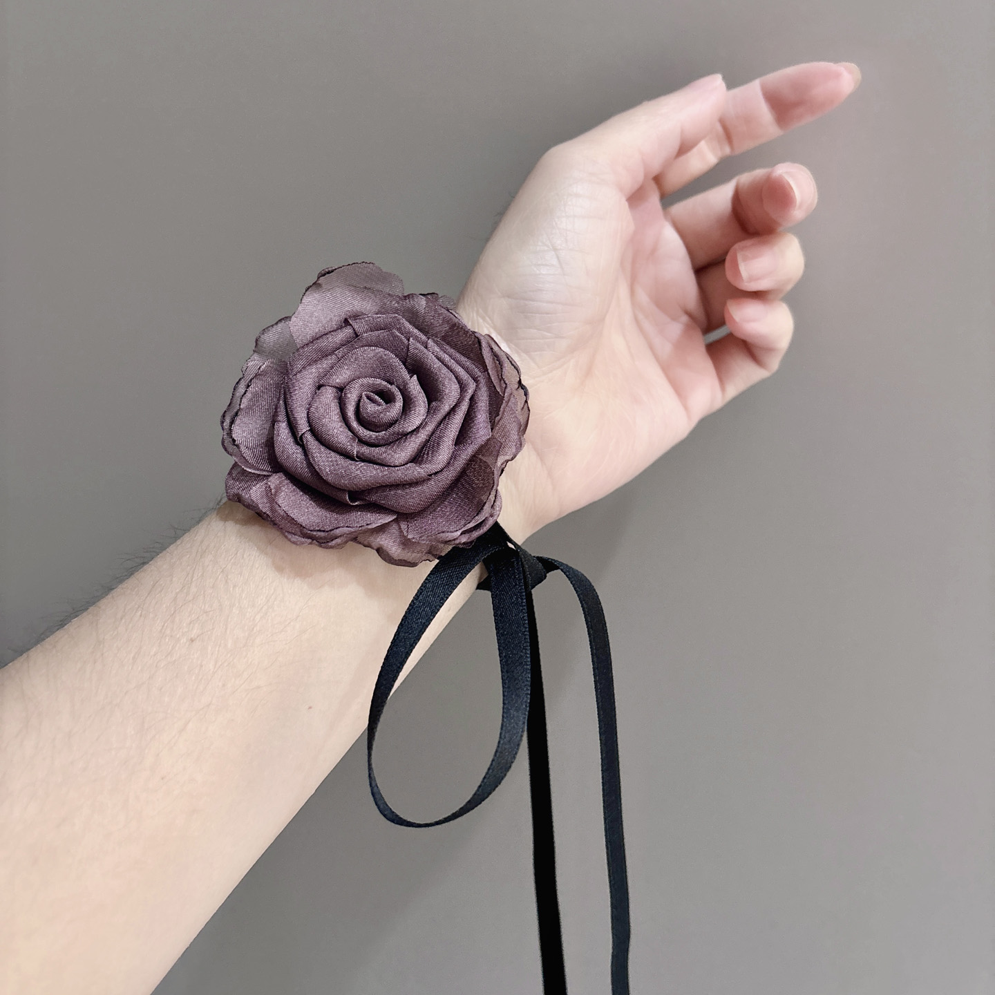 原创暗黑风手工干枯玫瑰灼烧花朵项链lolita系带长款choker手腕花