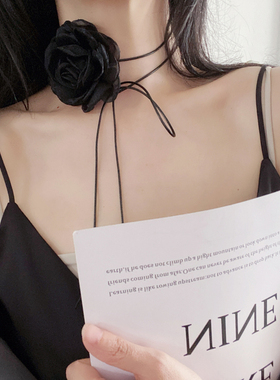 花朵系带女黑色绑绳防过敏