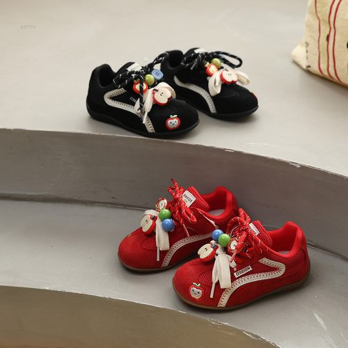 女童复古德训鞋透气卡通运动鞋