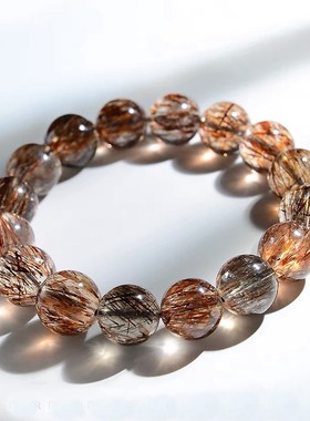 原矿黑金超发晶云母共生双轮黑金超七手链发晶满发男女款手串