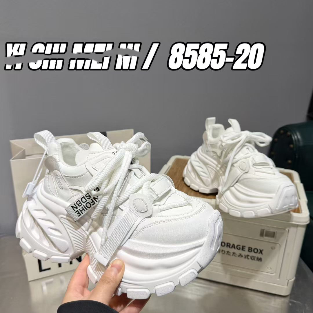 真皮增高厚底老爹鞋女白色棉鞋2025冬季小个子百搭加绒休闲运动鞋