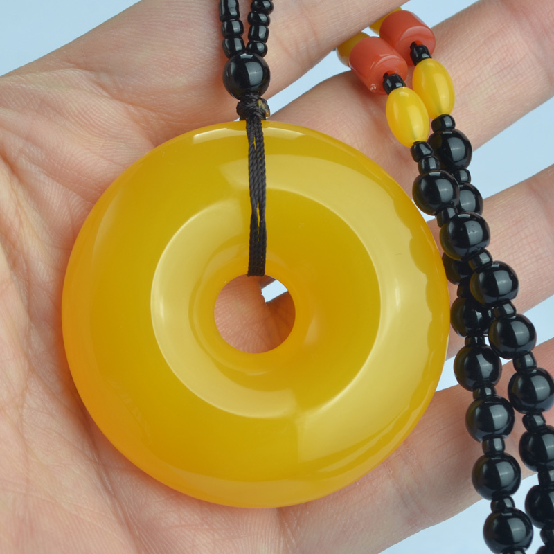 冰种平安扣玛瑙毛衣链玉饰品