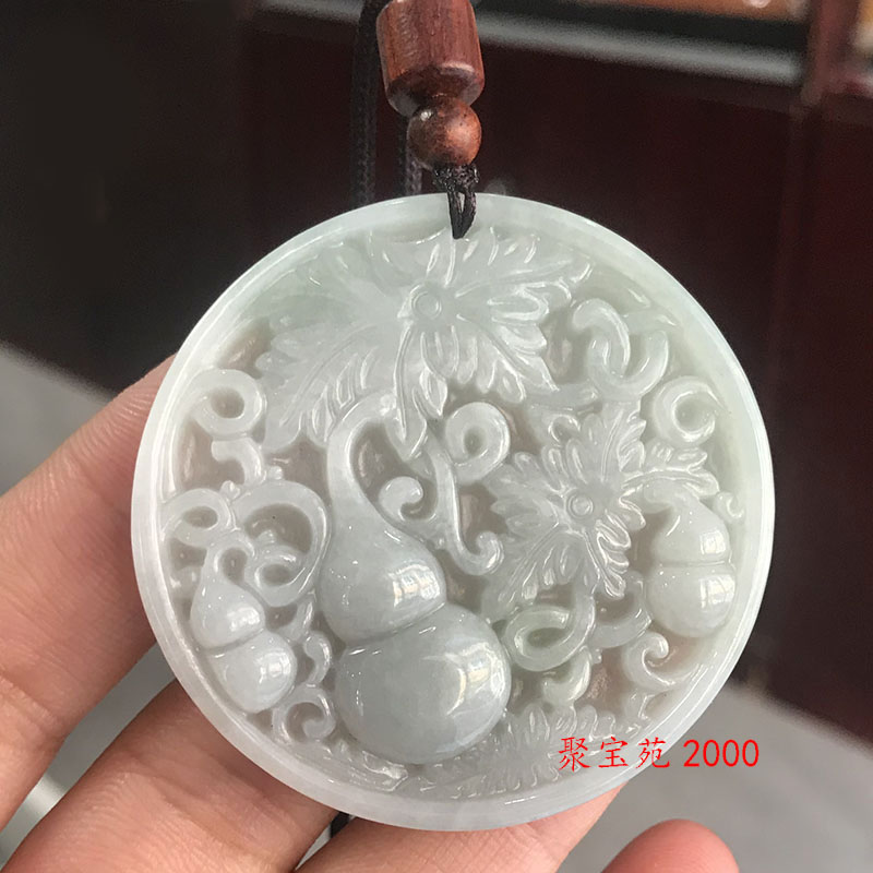 缅甸翡翠玉葫芦吊坠男女款护身符项链福禄寿玉坠玉石挂件时尚玉佩