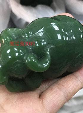 和田玉牛手把件仿新疆碧玉扭转乾坤属相玉牛手玩件玉石生肖羊摆件