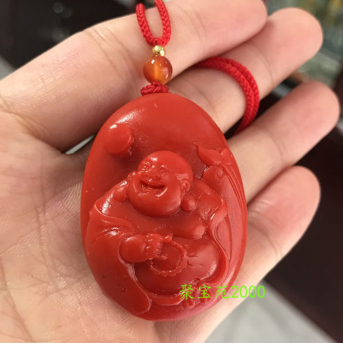 新品凉山南红玛瑙佛吊坠仿柿子红南红佛公雕件福在眼前佛包浆玉坠
