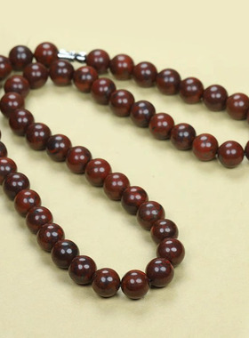 新疆红伊丁陨石精雕圆珠项链鸡血石火星石锁骨链男女玉佩玉牌挂绳