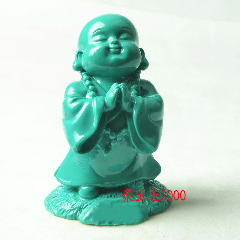 可爱茶宠弥勒佛茶台摆件仿绿松石禅意小和尚精品玉石汽车摆饰装饰_虎窝淘