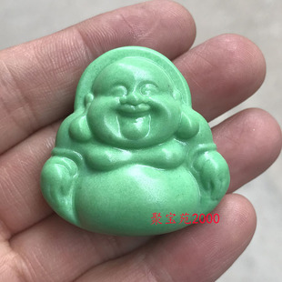 仿夜光石弥勒佛像吊坠男女保平安水晶夜明珠萤石玉佛挂件礼品礼物