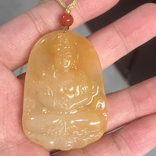 天然冰种云南黄龙玉观音吊坠黄玉石菩萨项链平安佛像挂件玉佩玉坠