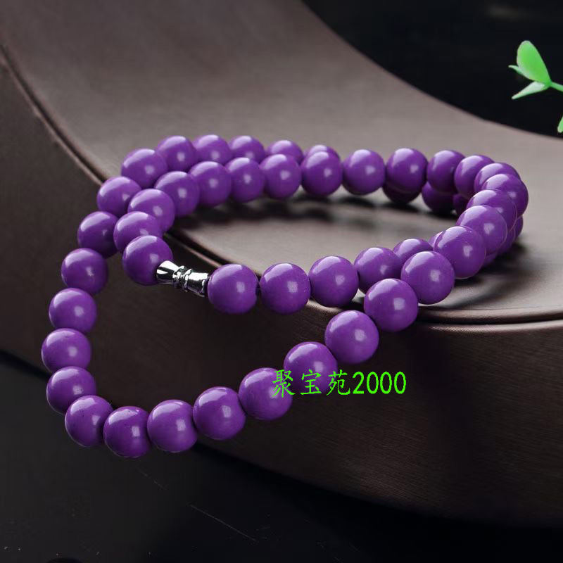 紫云母项链男女紫色宝石圆珠项链