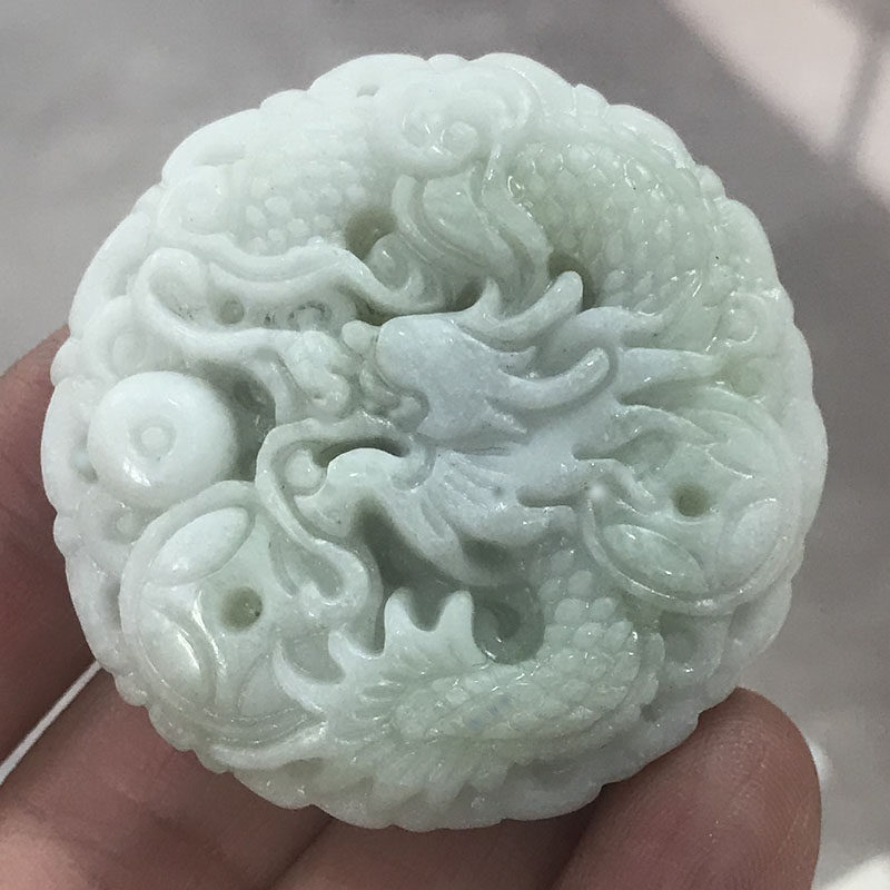 天然陕西蓝田玉生肖龙挂件玉石金钱龙吊坠玉牌车挂腰佩招财圆龙牌