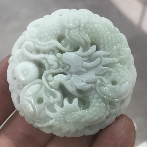 天然陕西蓝田玉生肖龙挂件玉石金钱龙吊坠玉牌车挂腰佩招财圆龙牌