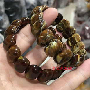 缅甸根珀手串黑色琥珀蜜蜡妖花溶洞蜜老蜜手排男女款手链文玩手饰