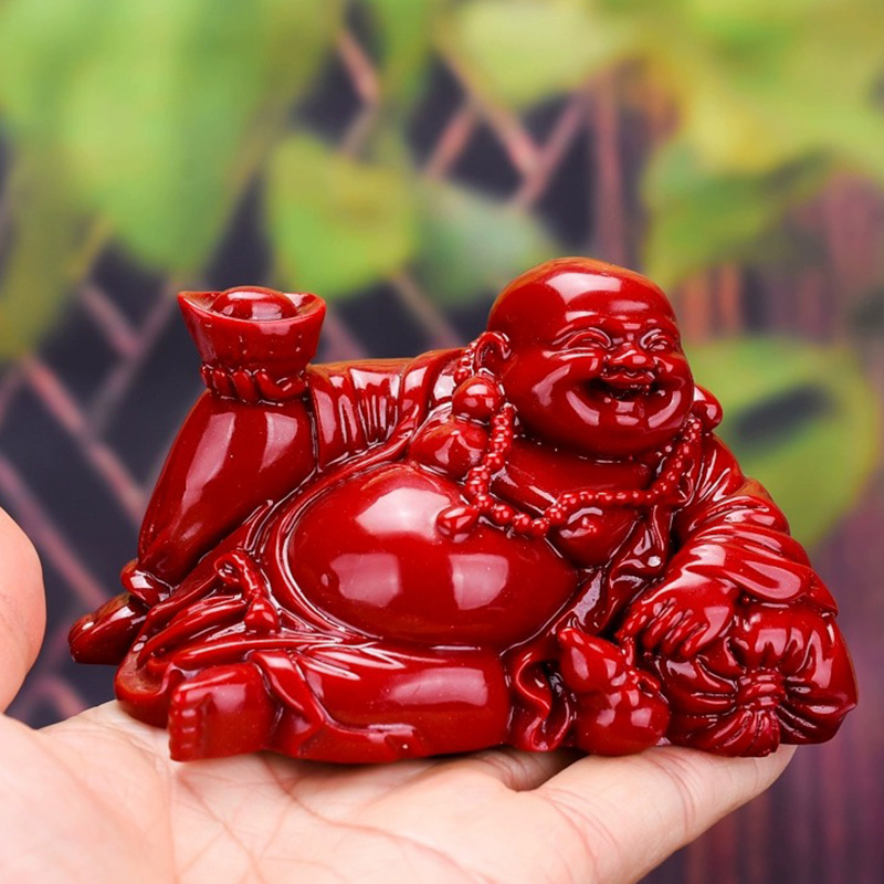 紫朱砂弥勒佛家居摆件