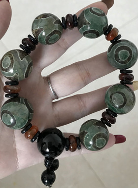 老天珠药师原石缠丝玛瑙手串