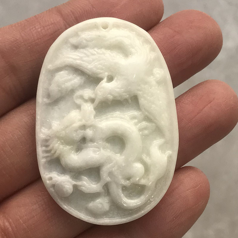 天然陕西蓝田玉龙凤呈祥挂件玉石龙凤玉牌子男女款玉挂坠腰坠礼物