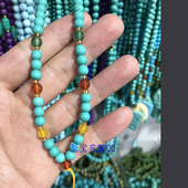 仿天然原矿高瓷绿松石圆珠项链玉石吊坠配饰项链松石玉链男女挂链