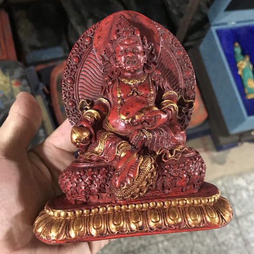 原矿朱砂紫金砂黄财神玉摆件仿古老货朱砂财神爷家居旺财招财纳福