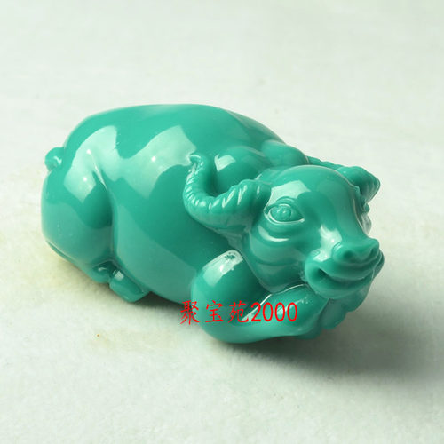 绿松石牛把件扭转乾坤把玩件